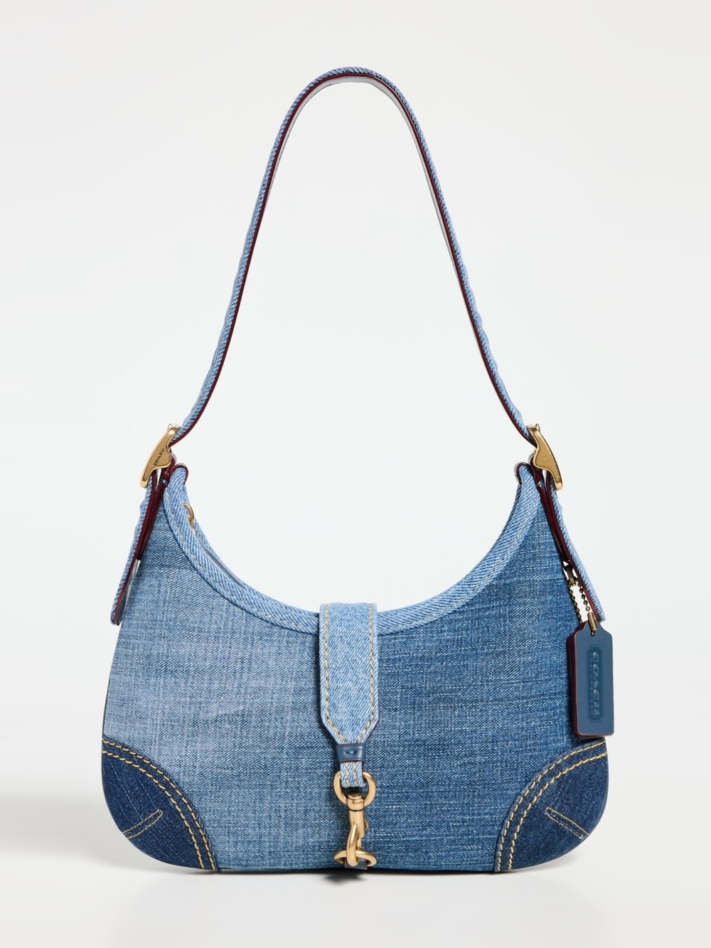 Coach Hamptons Denim Hobo Bag in Light Blue with Gold Hardware